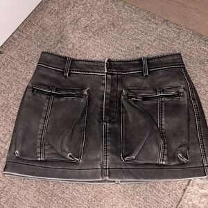 Gray Leather Mini Skirt